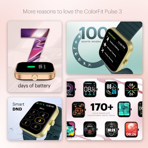 Noise Newly Launched ColorFit Pulse 3 with 1.96" Biggest Display Bluetooth Calling Smart Watch, Premium Build, Auto Sport Detection & 170+ Watch Faces Smartwatch for Men & Women (Rose Pink)