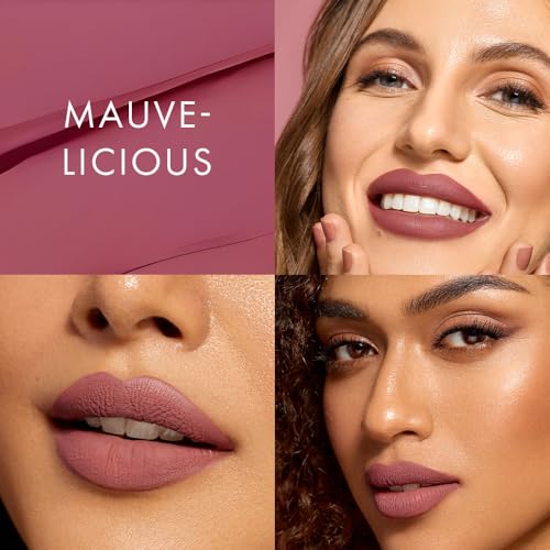 HYUE HydraMatte™ Liquid Lipstick | Barely Bold Bundle: Mauve-licious, Terracotta-Tease, Spicy Tan | 2.2 ml x 3 | Soft-Matte Long-Wear | With Jojoba, Almond & Gooseberry Extracts | Precision Applicator