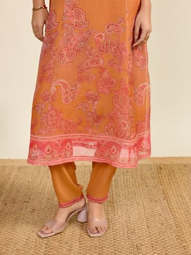 Aarke Ritu Kumar Mustard Tanush Floral Kurta With Pant And Dupatta
