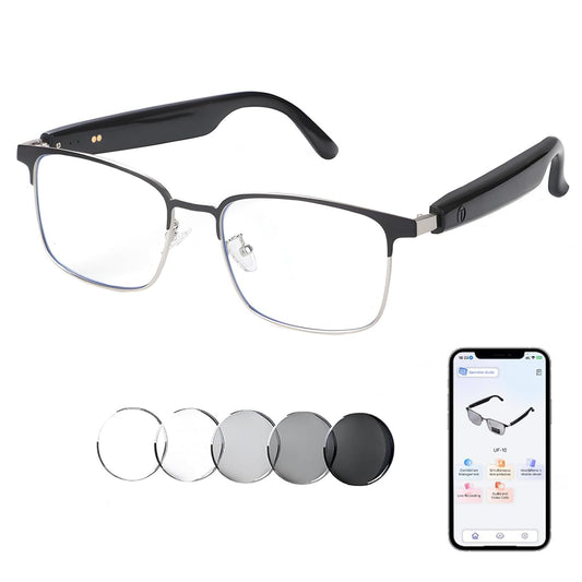 Smart AI Translator Glasses, Clear Blue Light Glasses for Woman Men, Simultaneous Interpretation Eyeglasses for 110+ Languages, Real-Time Translation, Remote Shooting,AI Smart Sunglasses for Travel -S