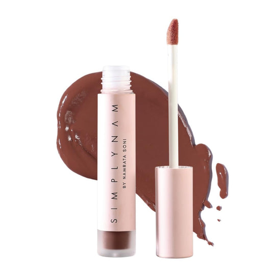 SIMPLYNAM Satin Soft Lip Crème – Perfect Nude | 1 Swipe Full Coverage | Hydrating, Creamy Matte Finish | 16 Hour Stay | Transfer-Proof & Smudge-Proof | Infused with Peptides & Squalane | Vegan (Reina, 5 ML)
