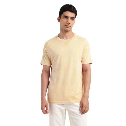 Men's Solid Crew Neck T-Shirt Yellow