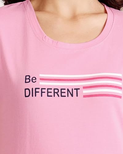 BODYCARE Women's Cotton Printed T-Shirt and Shorts Set | Soft & Breathable Nightwear | Short Sleeves | Loungewear Co-Ord Set | BSSS17025_100 Multicolour
