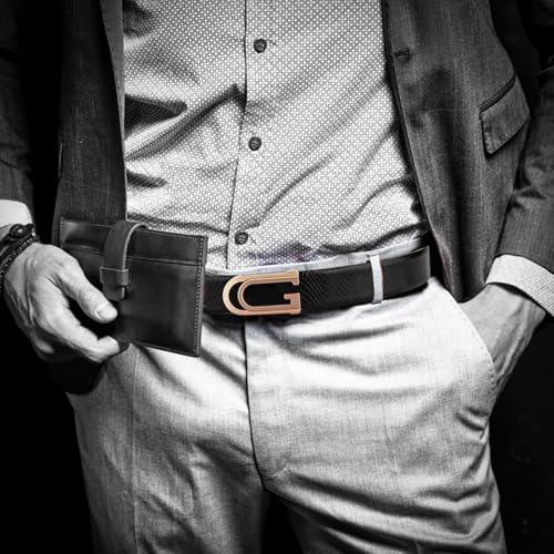 GIL Genuine Leather Black Belt for Men Perfect for Formal and Casual Wear with Adjustable Waistband Buckle, Snake-Print Classic Design Ideal for Jeans, Gifting, Office, Party or Daily Use(Size-40)