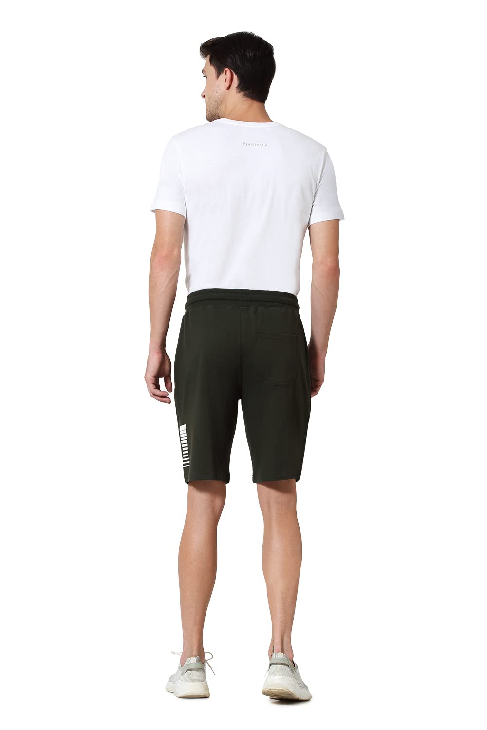 Van Heusen Sport Men Knit Shorts - Cotton Rich - Zipper Pocket, Ultra Soft, Breathable_70025_Moss Green_L