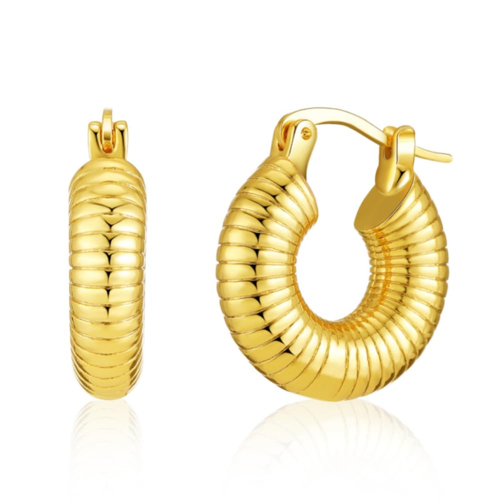 Aaishwarya 18k Gold-Plated Hoop Earrings anti tarnish & waterproof for Women and Girls