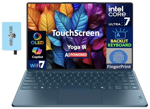 Lenovo Yoga AI Powered Laptop 14.0" Touchscreen OLED 4K Display (Intel Ultra 7-258V, 32GB LPDDR5X, 1TB M.2 PCIe SSD, Intel Arc 140V, Backlit KB, Fingerprint, Win 11 Pro) w/DKZ USB Port Expander