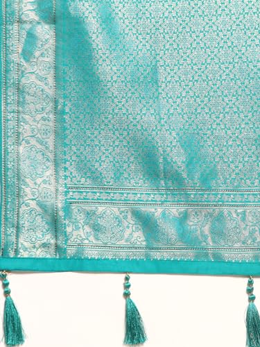 MOHEY Blue Art Silk Zari Weaved Saree for Women