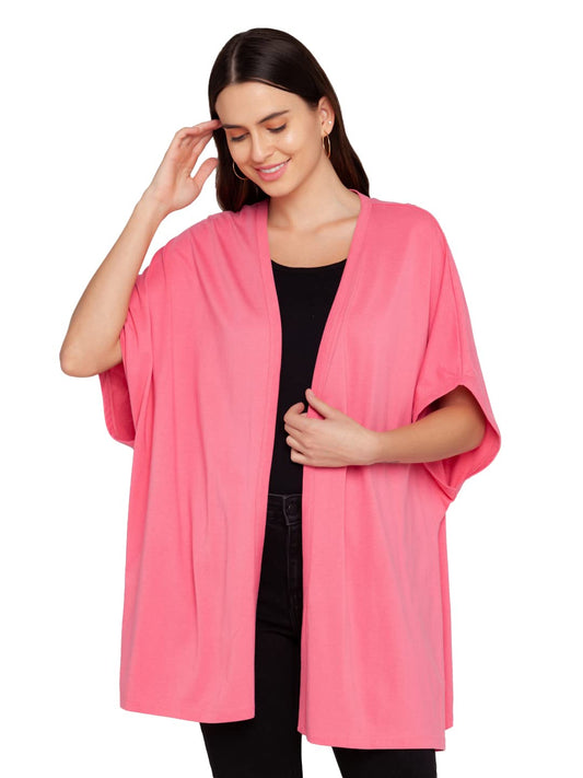 Zink London Pink Solid Women's Shrug