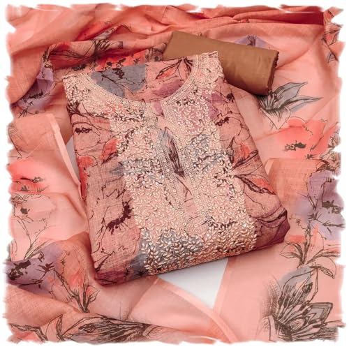 Leeli Peeri Designer Women's Cotton Digital Print With Embroidery Work Unstitched Salwar Suit Dress Material