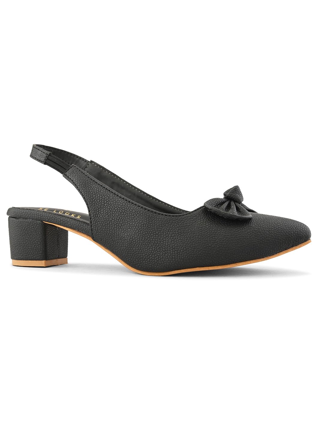 XE Looks Black Slingback Heels | Pointed-Toe Design | Comfortable & Stylish Cushioned Footbed Heels For Girl & Women
