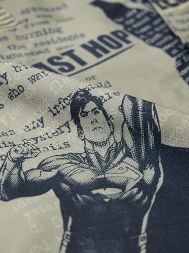 The Souled Store Superman: It's in The News Men and Boys Short Sleeves Collared Neck Button Front Grey All Over Printed Regular Fit Rayon Holiday Shirts