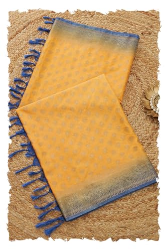 Soch Womens Mustard Silk Blend Woven Design Dupatta