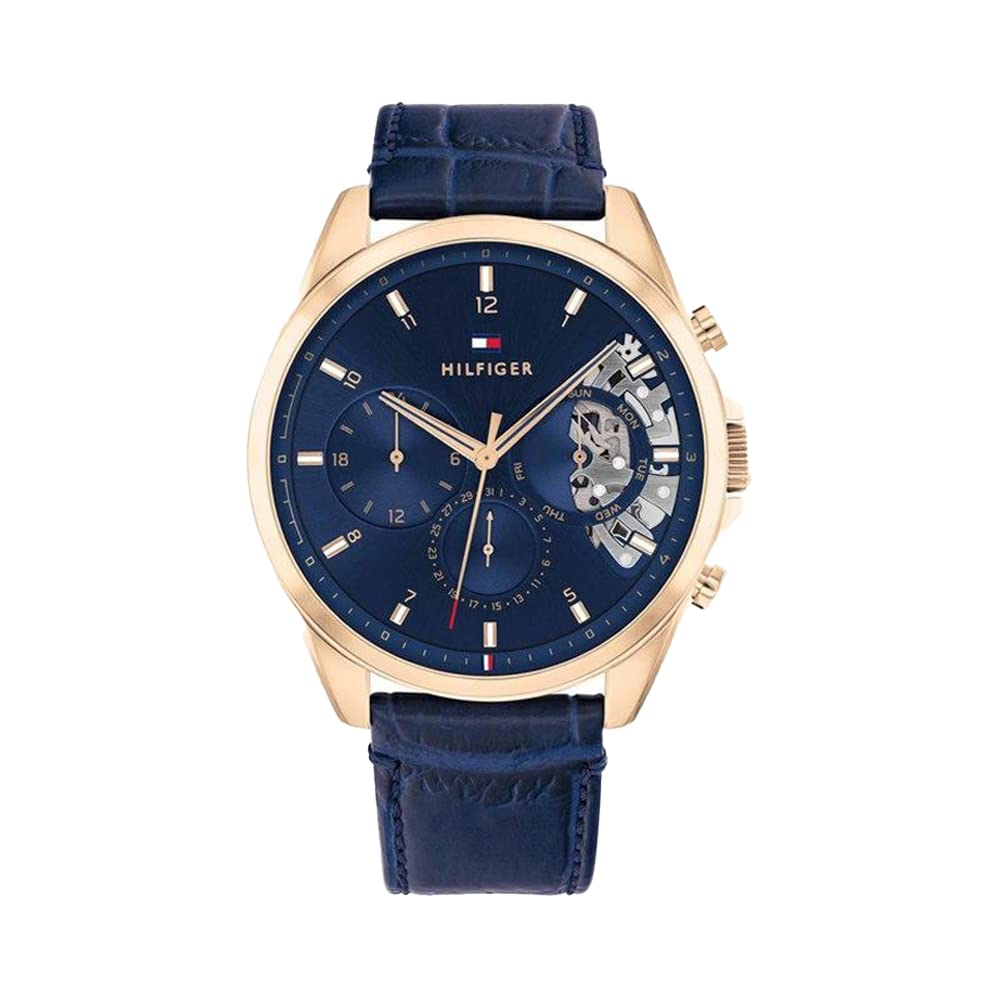 Tommy Hilfiger Mens 44 Baker Blue Dial Faux Leather Analogue Watch - TH1710451W