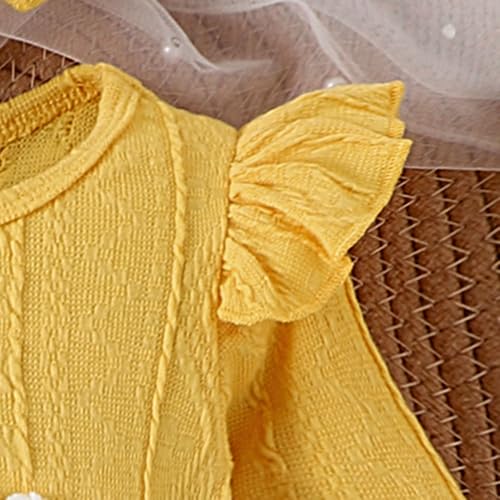 Hopscotch Baby Girls Textured Print Full Sleeves Yellow Bodysuits For Ages (9-12 Months)