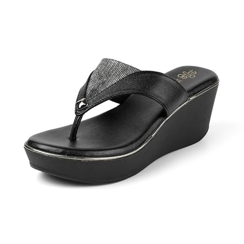 tresmode JOSH Black Women's Dress Wedge Sandals in Size 5 UK / 38 EU