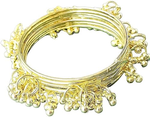 JPS Plain and Glossy Finished Raindrop Glass Bangles Set for Women & Girls | Traditional Ethnic Chudi for Wedding, Party & Regular- Set of 12 Pcs of One Colour | Wedding Special (Kashmiri Ghungroo (8 Pcs Only), 2-8)