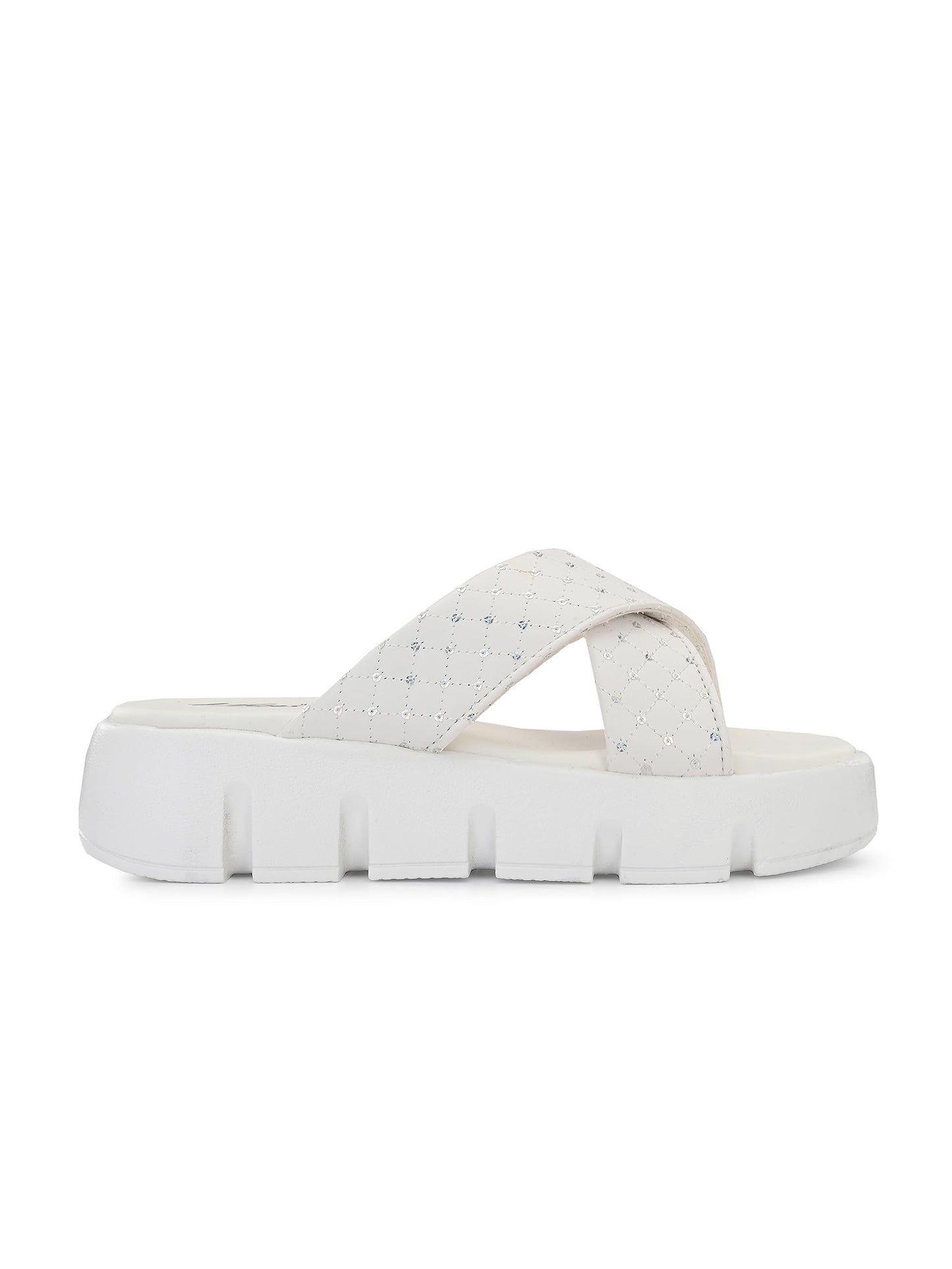 KNOOS Women Flatform Heels White