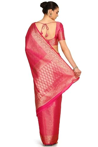 Soch Womens Fuchsia Ethnic Motifs Woven Design Zari Silk Blend Saree
