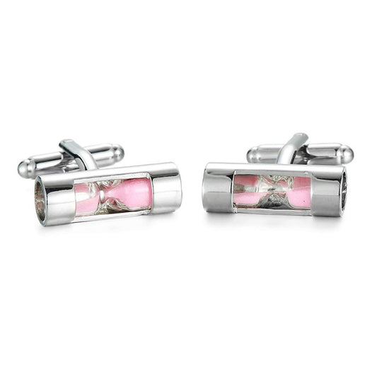Zivom® Sand Timer Hour Glass Vintage Pink Silver Brass Office Formal Shirt Blazer Cufflinks Pair Men Gift Box