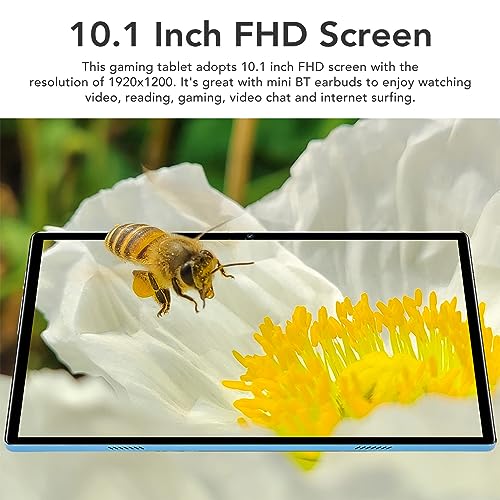 Vikye 10.1 Inch 2-in-1 Tablet with Keyboard and Earphone, 12GB RAM 256GB ROM Octa Core, 12MP 24MP Camera, US Plug (Blue)