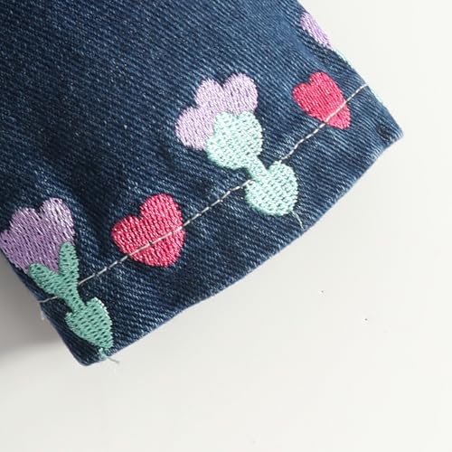 Hopscotch Girls Full Sleeves Navy Floral Embordered Denim Jacket For Ages (12-18 Months)