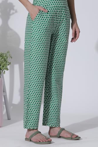 W for Woman Green Floral Printed Straight Kurta, Pants with Dupatta Set_24ONWS10616-123032_3XL