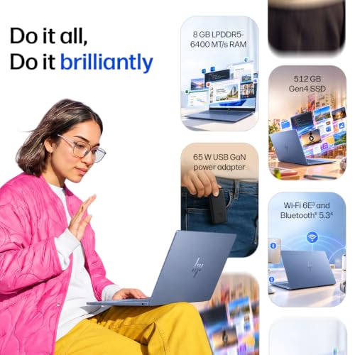 HP OmniBook 5 ● Intel Core 5 Series 3 Processor 320 ● 8GB LPDDR5 ● 512GB SSD ● 2K OLED● Gorilla Glass 3 ● 14''/35.6cm● Win11● Office24● Blue ●1.16kg ● mh0067TU● GaN Charger ● 42hrs Battery ● AI Laptop