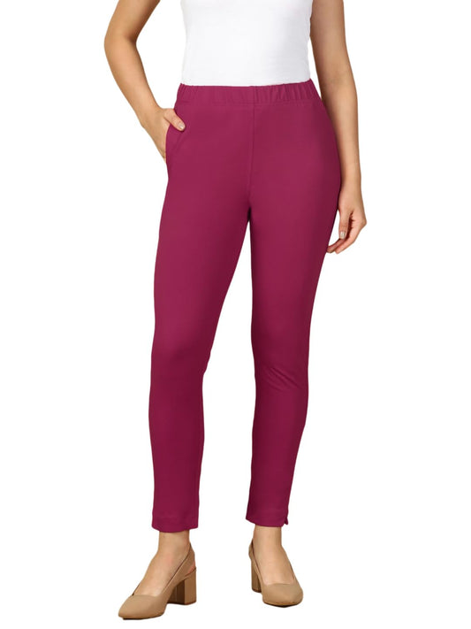 Lux Cozi PYNK Women's Solid Premium Cotton Lycra Kurtipant with Side Pocket_COZI_PYNK_KURTIPANT_04_FS_1PC
