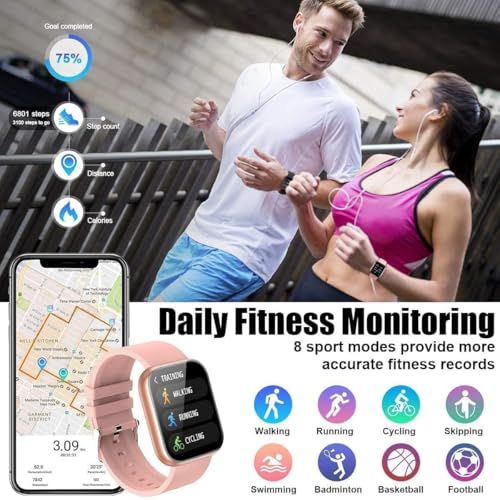 mi Smart Watch for Kids Boys Girls 09-12 Years Old - ID116 Plus Men Man Women Bluetooth Fitness Band Watch with Heart Rate Activity Tracker Waterproof, Calorie Counter, Blood Pressure, OLED - Black