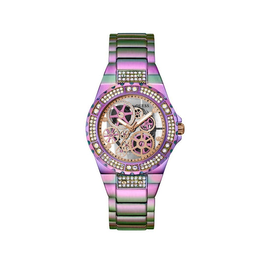 Guess Womens 39 mm Reveal Rose Gold Dial Stainless Steel Analog Watch - GW0302L3
