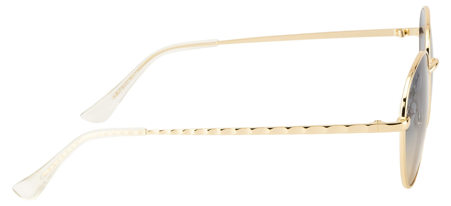 Ted Smith Men's Women's UV Protection Blue Yellow Graded Lens Gold Round Sunglasses
