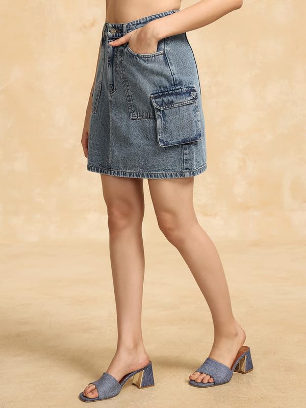 Kazo Derby Mini Skirt Blue