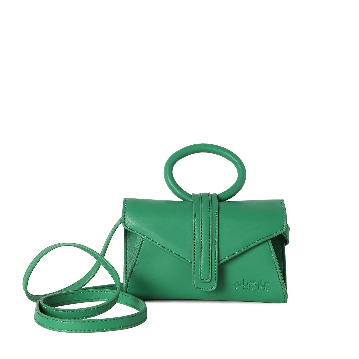 Haute Sauce Solid green handbag with a flap (HSHB1242)