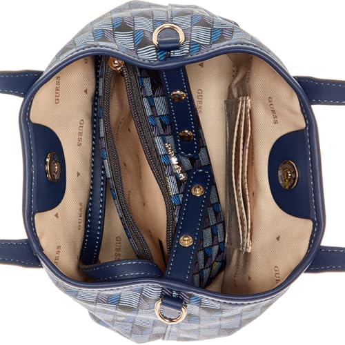 GUESS Blue Logo Printed Wave Mini Crossbody Bag With Pouch