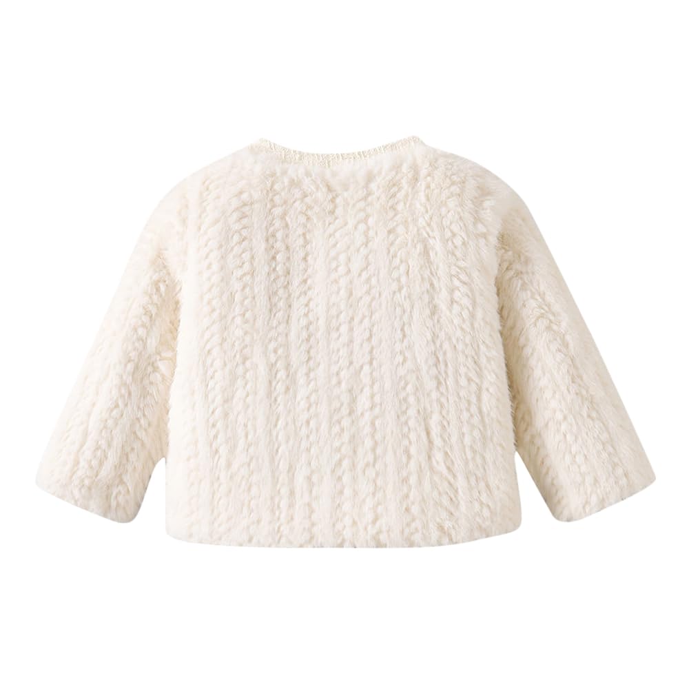 Hopscotch Girls Polyester Waist Length Jackets in Off-White Color For Ages 4-5 Years