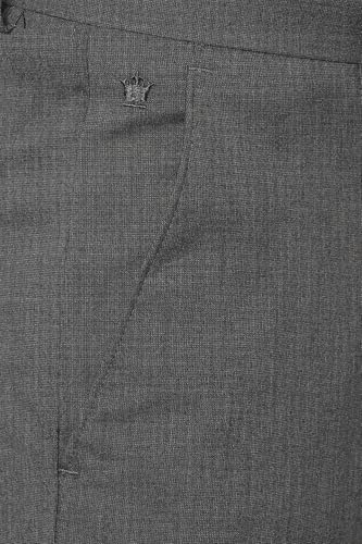 Louis Philippe Men Grey Slim Fit Solid Flat Front Formal Trousers