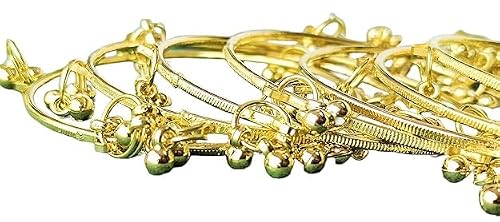 JPS Plain and Glossy Finished Raindrop Glass Bangles Set for Women & Girls | Traditional Ethnic Chudi for Wedding, Party & Regular- Set of 12 Pcs of One Colour | Wedding Special (Kashmiri Ghungroo (8 Pcs Only), 2-8)