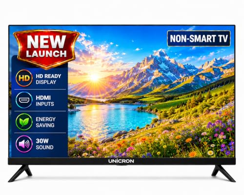 UNICRON 24 Inch HD Ready LED TV, Non-Smart Television with HDMI, USB, 30W Built-in Speakers and Wall Mount Compatibility, CCTV Security & Gaming CCTV Security Monitor
