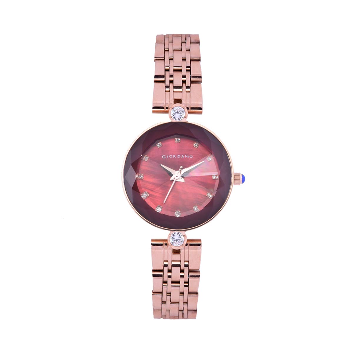 Giordano Eleganza Collection Round Analog Watch for Women, Diamond-Set with Metal Strap Ladies Water Resistant Wrist Watch - GZ-60014