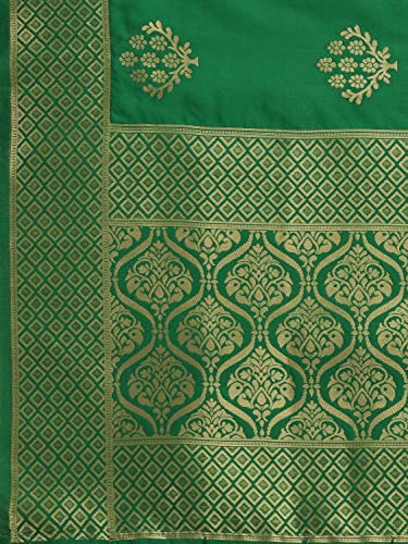 DEVANGI Women's Woven Banarasi Silk Zari Dupatta/Chunni, Width 1 Meter, Length 2.5 Meter (OM-DT-07-PGREEN)
