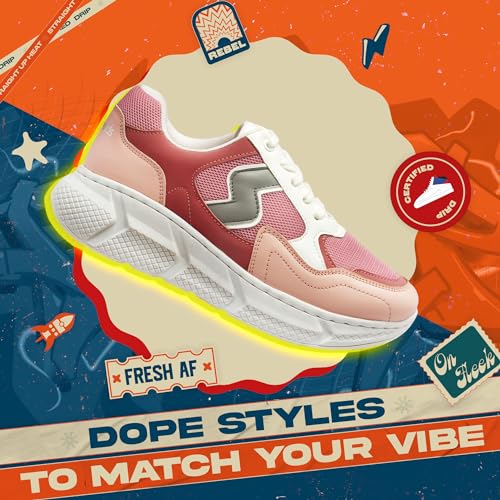 FEMME Women's Sneakers|Lightweight|Water-Resistance|Soft Cushioned|Anti-Skid|Mid-Top|Fashion|Trendy|Party Shoes|Slip-Resistance|Casual Shoes| Running, Gym & Walking|Printed Sneakers|BLUE|UK 7
