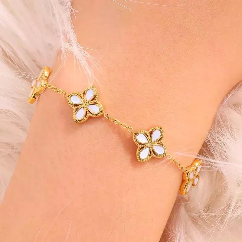 TAKSH LUXE Virgo Classic Acrylic, Zircon Stainless Steel, 18k Gold Plated Stylish Bracelet for Women