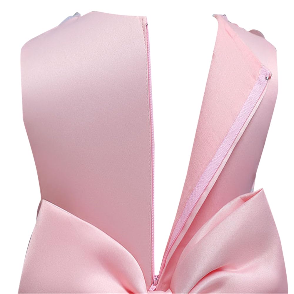 Hopscotch Girls Polyester Sleeveless Floral Applique Party Dress in Peach Color For Ages 6-7 Years (XIP-3323101)