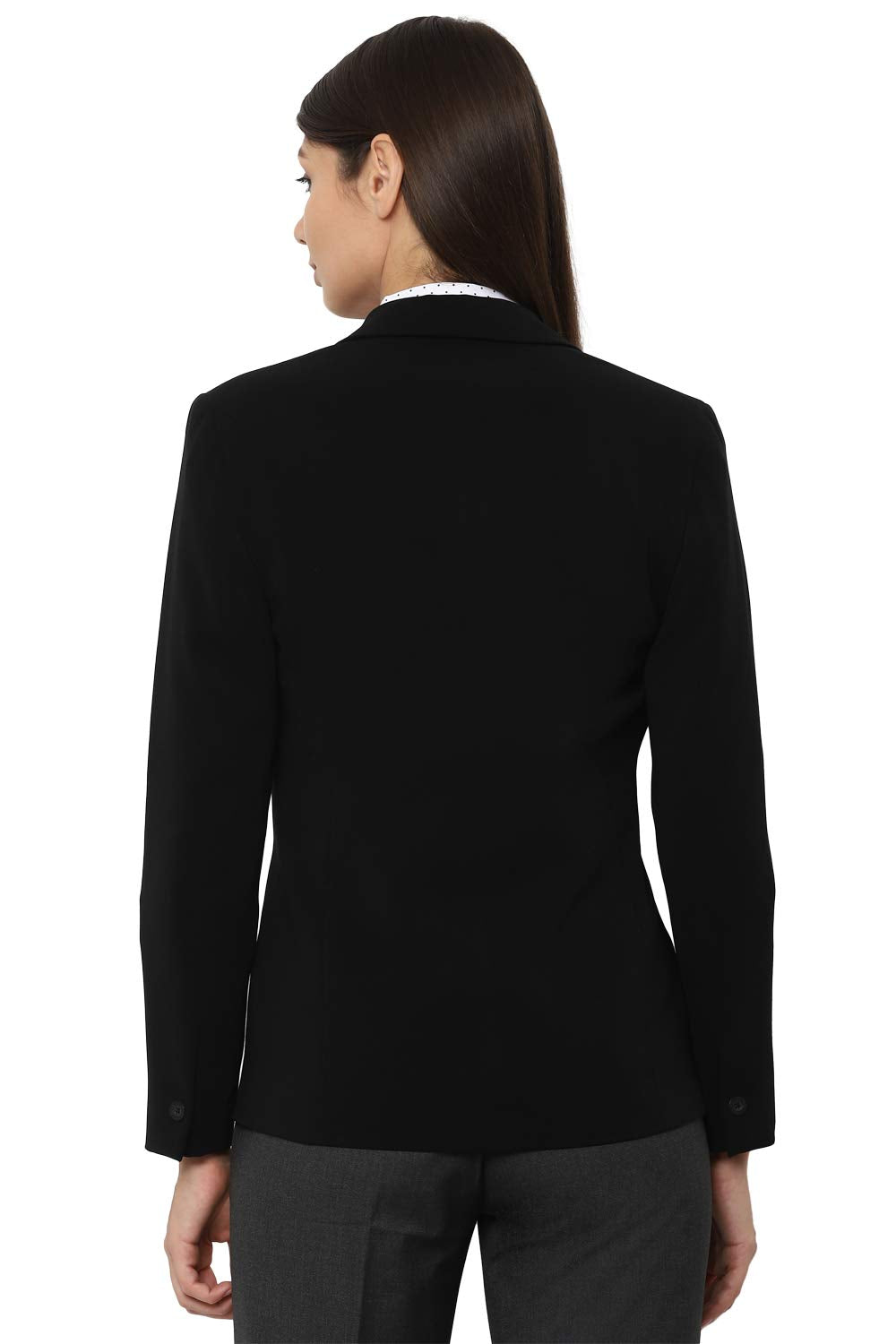 Allen Solly Women's Regular Fit Single Breasted Blazer (AWBZ1R02245_Black_Medium_Black_M)