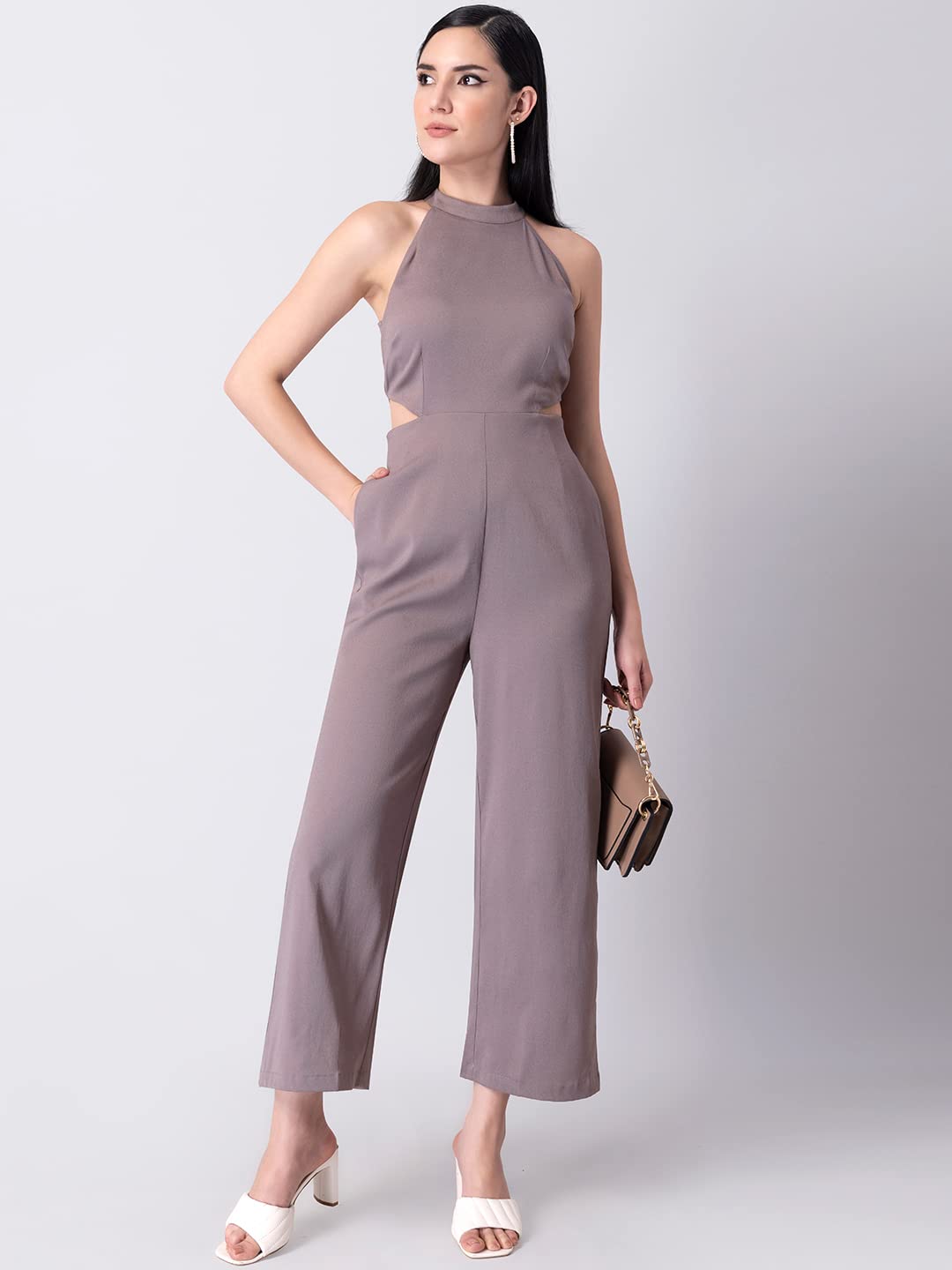 FabAlley Lilac Halter Side Cutout Jumpsuit