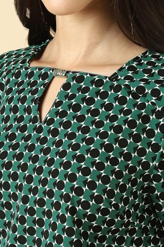 Women Green Print Formal Top