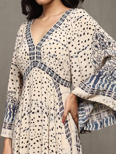 Ritu Kumar Beige Printed Dress