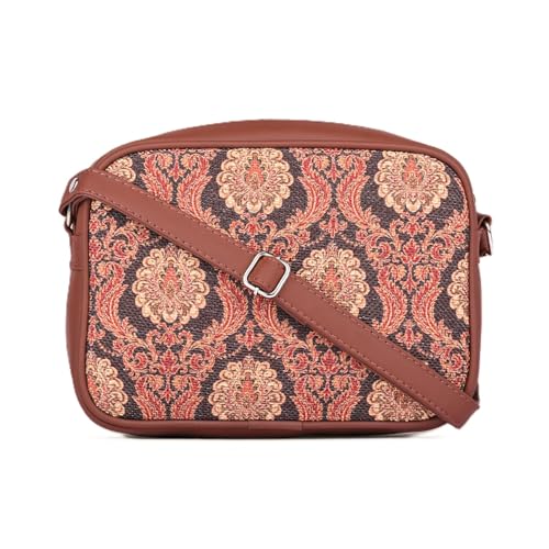 ZOUK Sling Bag | Crossbody Bags for Women | Women's Handbags | Stylish | Vegan Leather Evening Bag | Travel & Office Use | Purse and Wallet | Jodhpur Damask