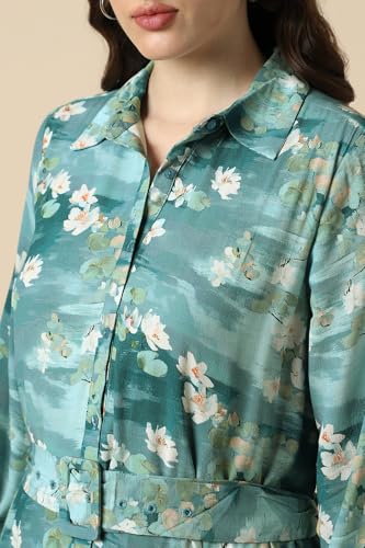 Women Green Print Casual Dress